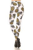 Yellow & White Pineapple Print Leggings - Adult & Kids