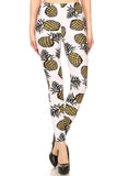 Yellow & White Pineapple Print Leggings - Adult & Kids