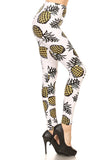 Yellow & White Pineapple Print Leggings - Adult & Kids