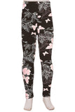 Pink Butterfly Floral Print Soft Leggings - Adult & Kids