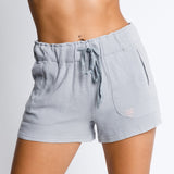 Subtle Ribbed Drawstring Gray Pocket Shorts