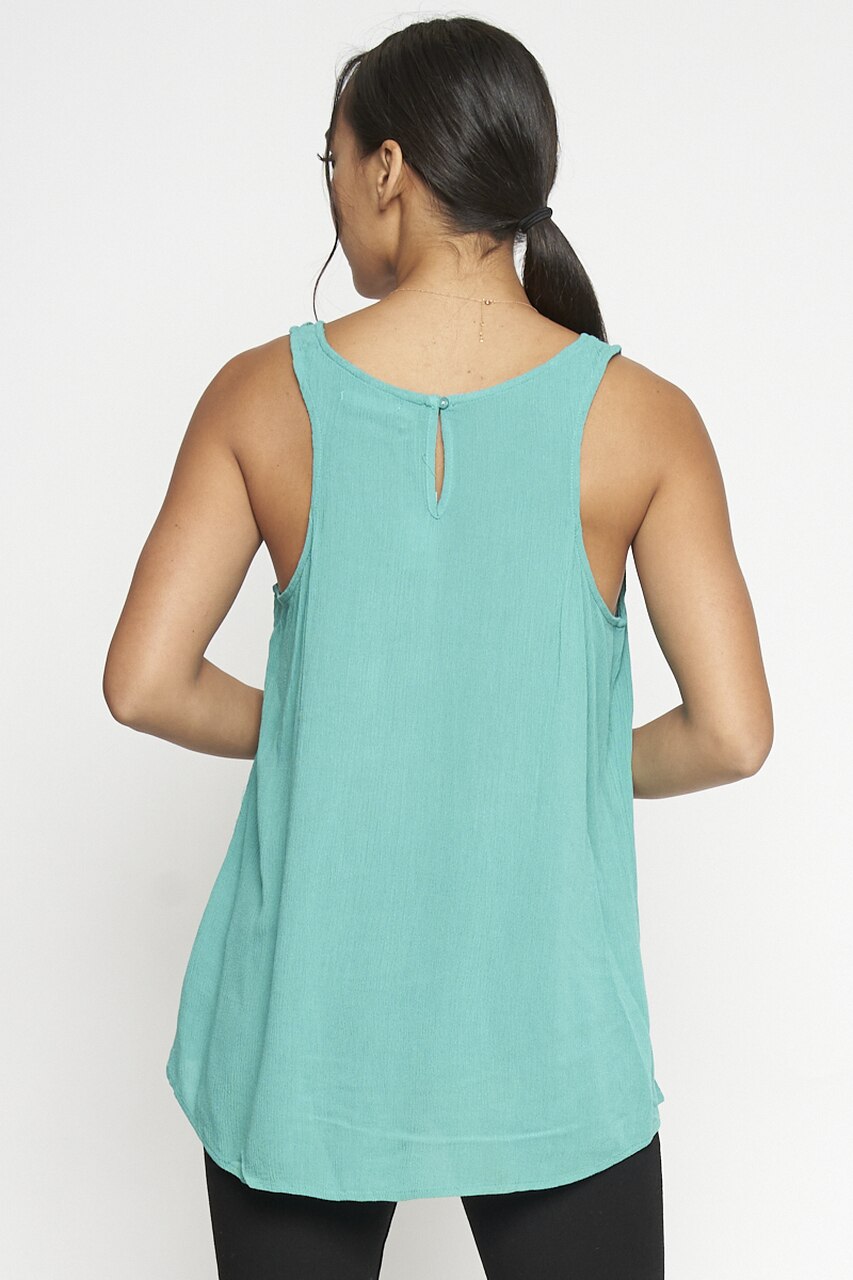 Aqua Embroidered Detail Tank