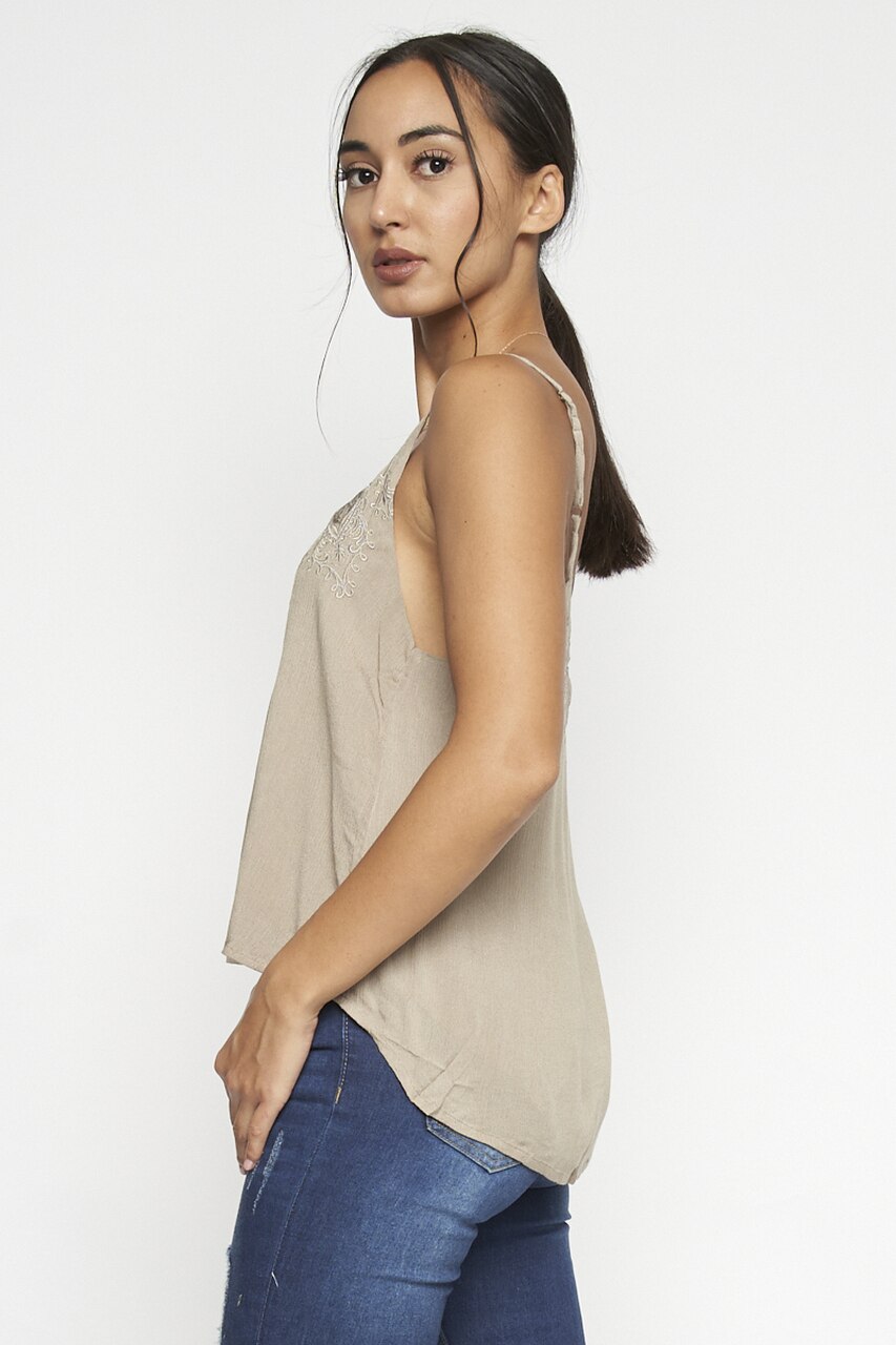 Embroidered Adjustable Strap Cami