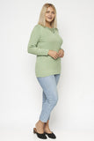 Green Tea Crisscross V-neck Sweater