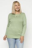 Green Tea Crisscross V-neck Sweater