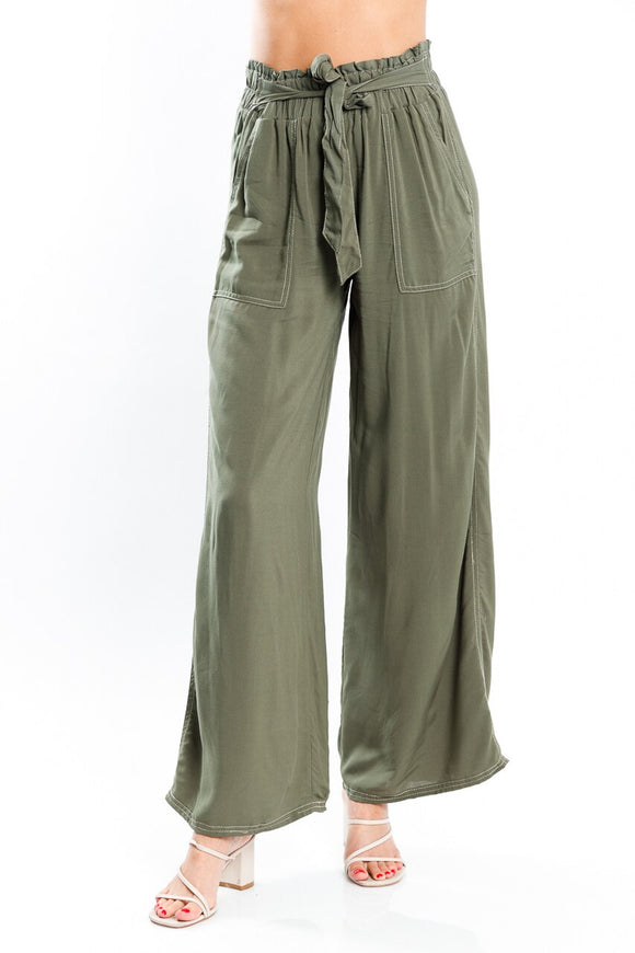 Paper Bag Waist Wide Leg Pants