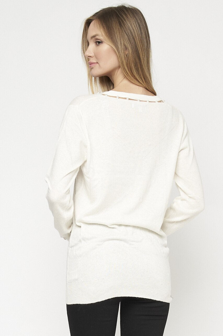 Pearl Accent Sweater Top