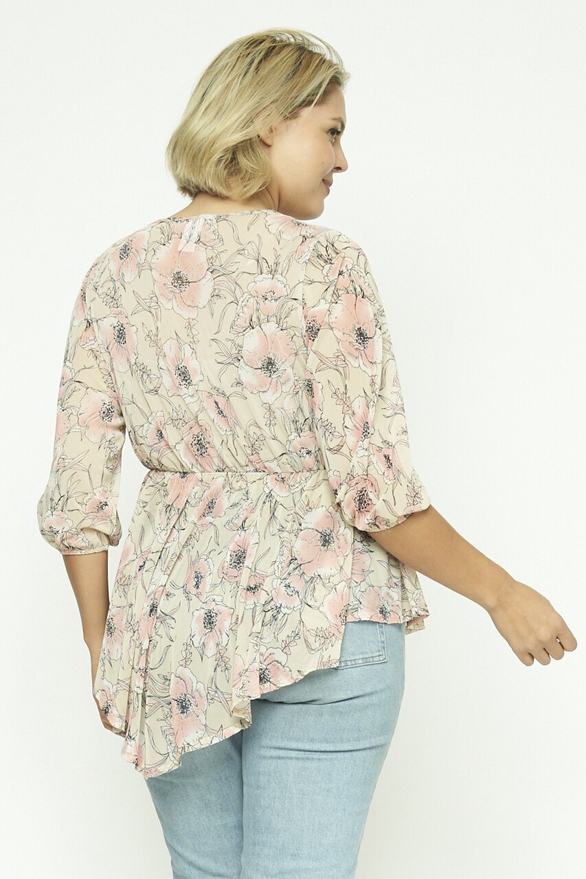 Floral Wrap Layered Babydoll Top