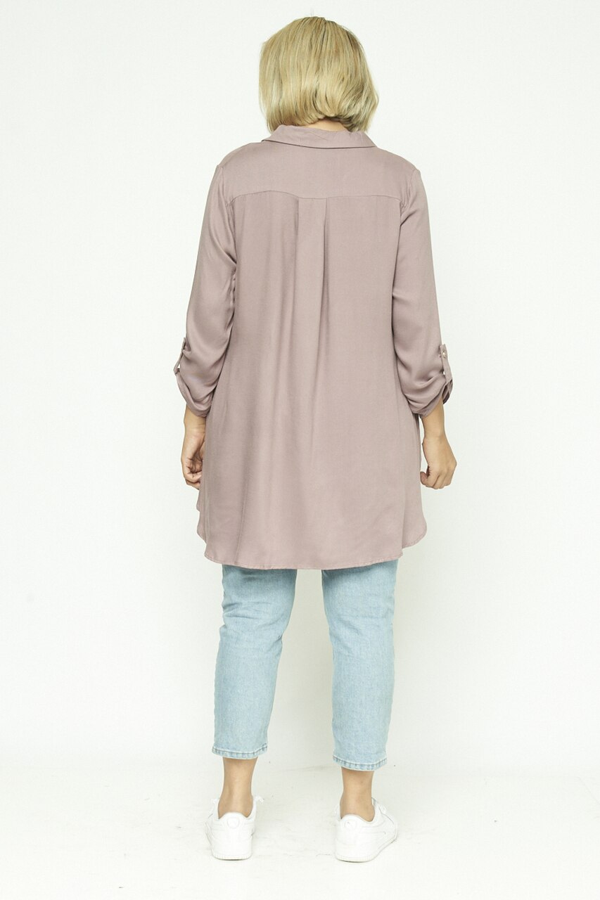Roll Up Button Down Tunic Top