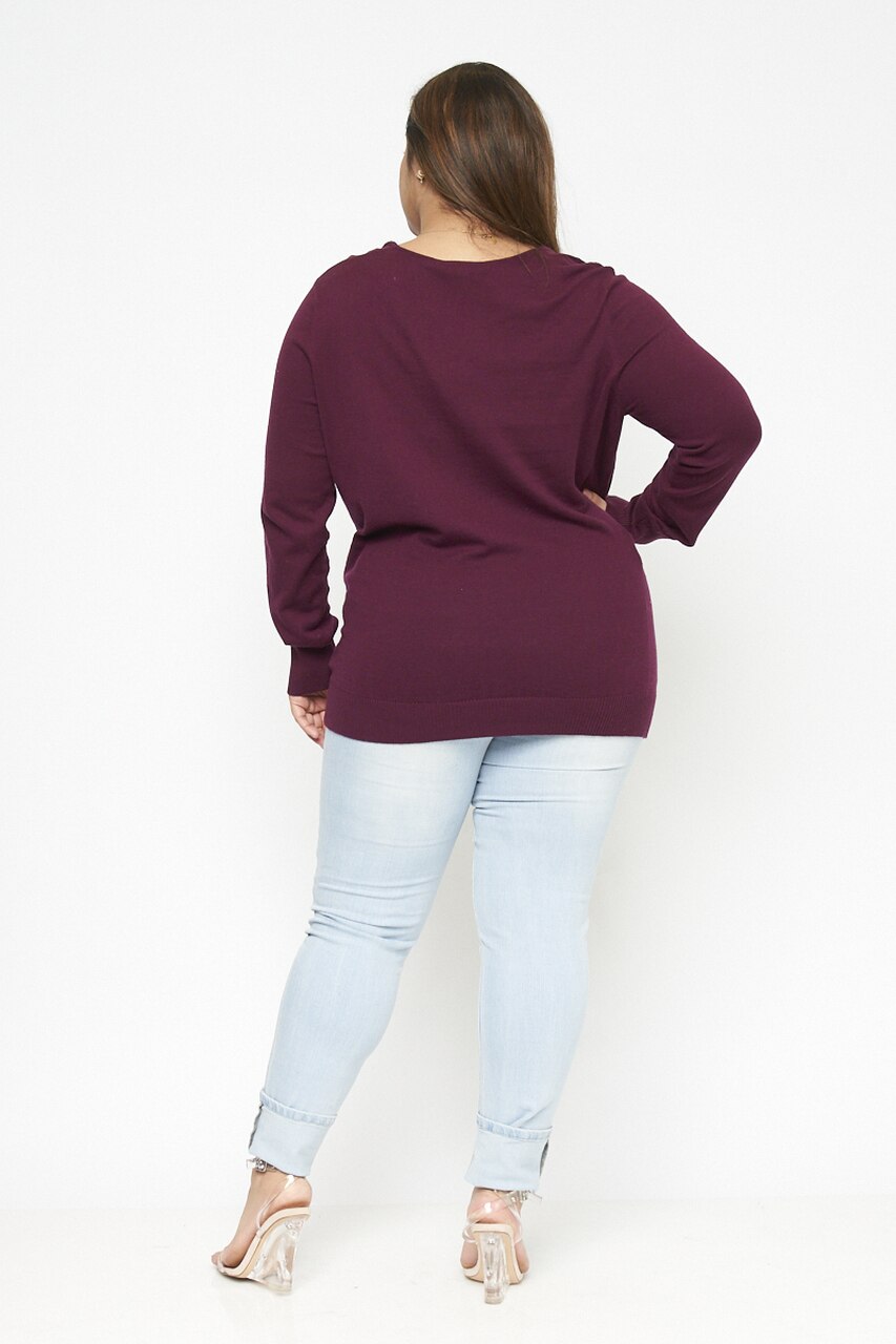 Twist Detail Burgundy Sweater Top