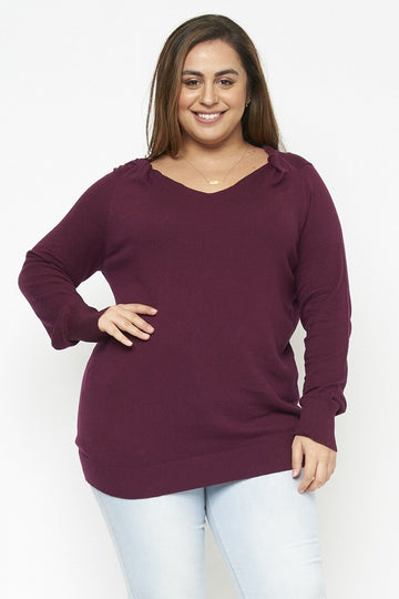 Twist Detail Burgundy Sweater Top