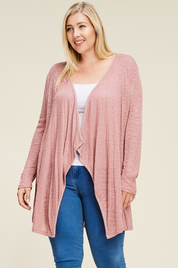 Waterfall Longline Cardigan With Lace Back Detail