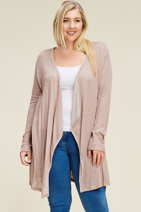 Waterfall Longline Cardigan With Lace Back Detail