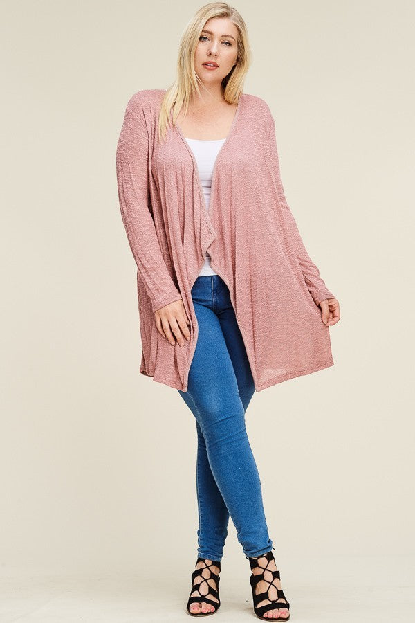 Waterfall Longline Cardigan With Lace Back Detail