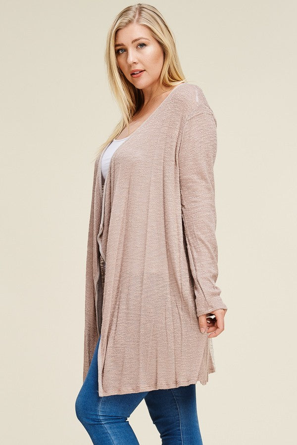 Waterfall Longline Cardigan With Lace Back Detail