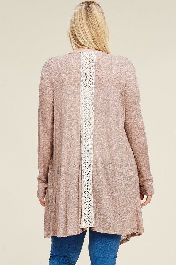 Waterfall Longline Cardigan With Lace Back Detail
