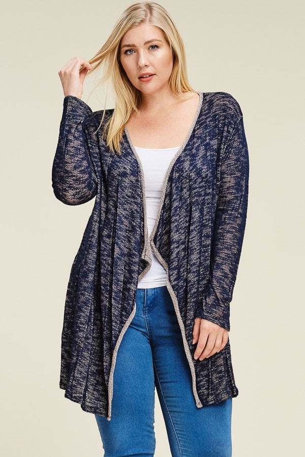 Waterfall Longline Cardigan With Lace Back Detail