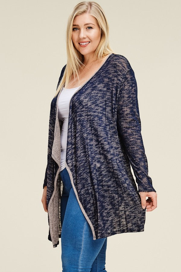 Waterfall Longline Cardigan With Lace Back Detail