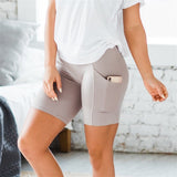 Zenana Women's Workout Yoga Running Compression Exercise Biker Shorts with Side Pockets