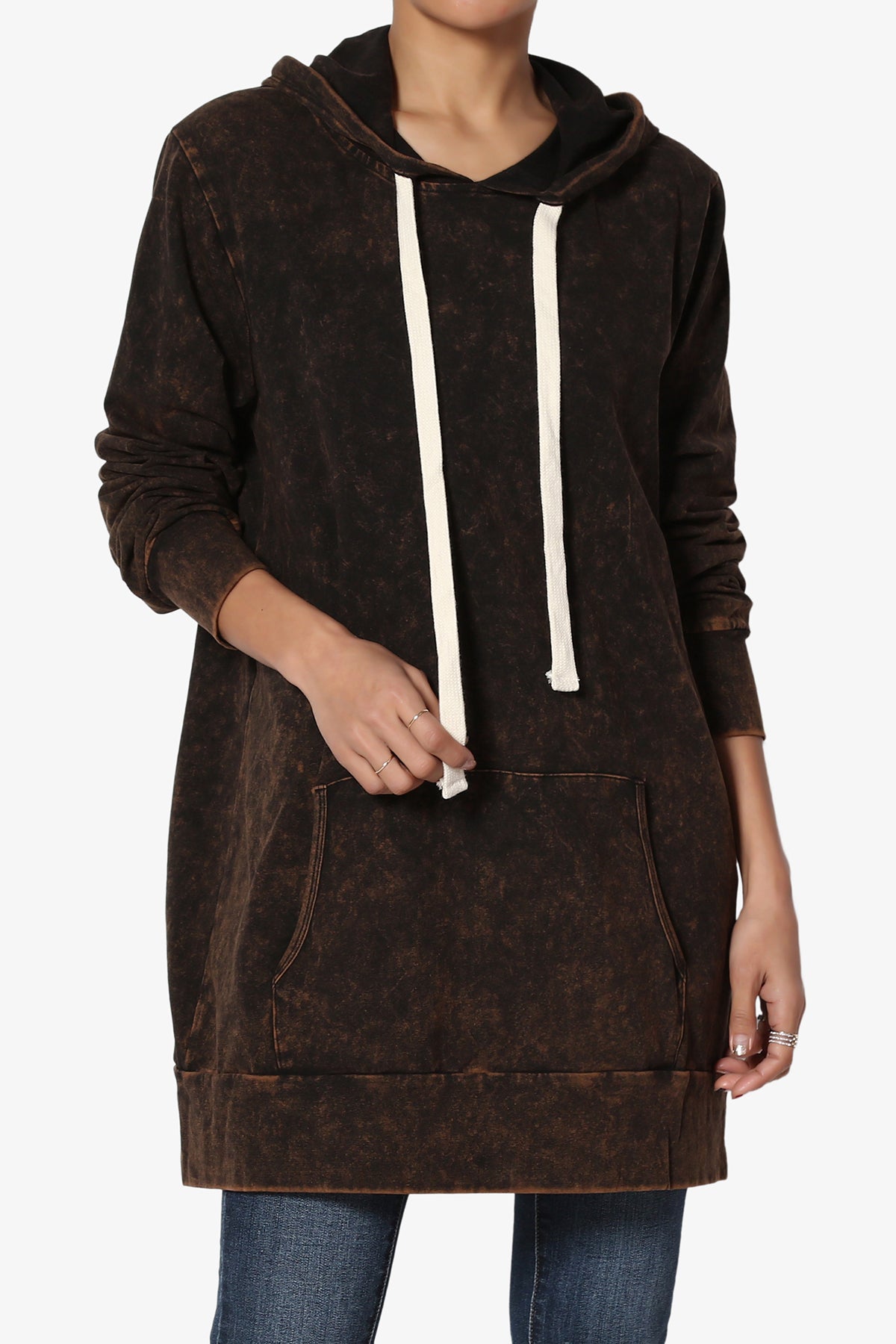 Acid Wash Drawstring Relaxed Pullover Hoodie Sweatshirts w/ Kangaroo Pocket