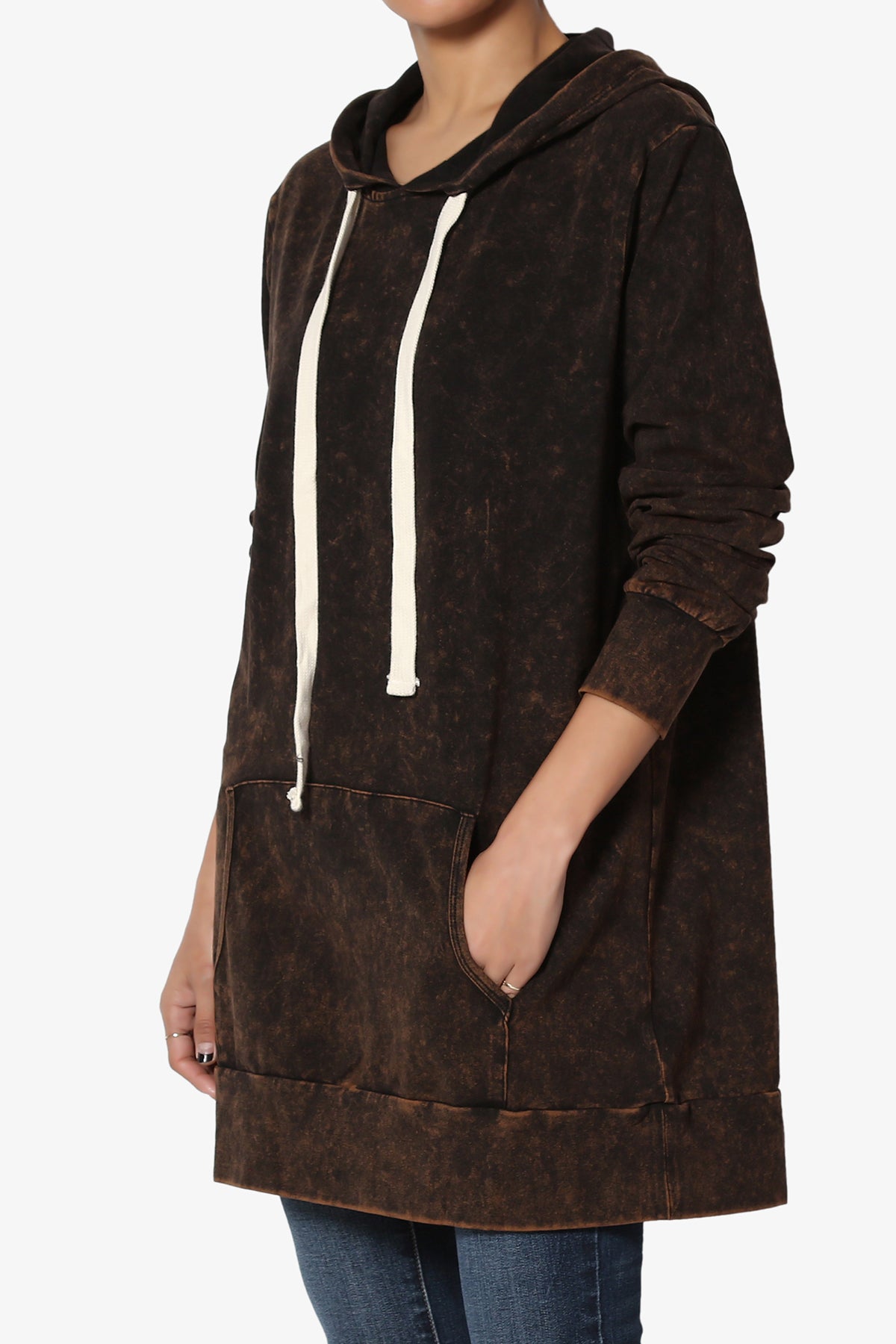 Acid Wash Drawstring Relaxed Pullover Hoodie Sweatshirts w/ Kangaroo Pocket