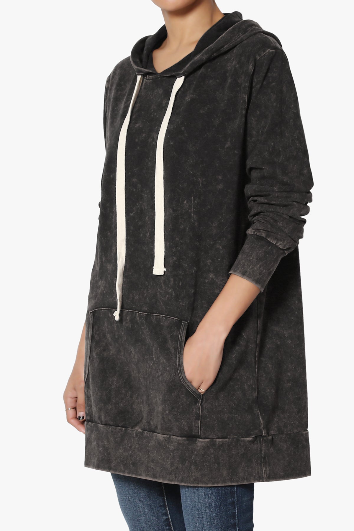 Acid Wash Drawstring Relaxed Pullover Hoodie Sweatshirts w/ Kangaroo Pocket