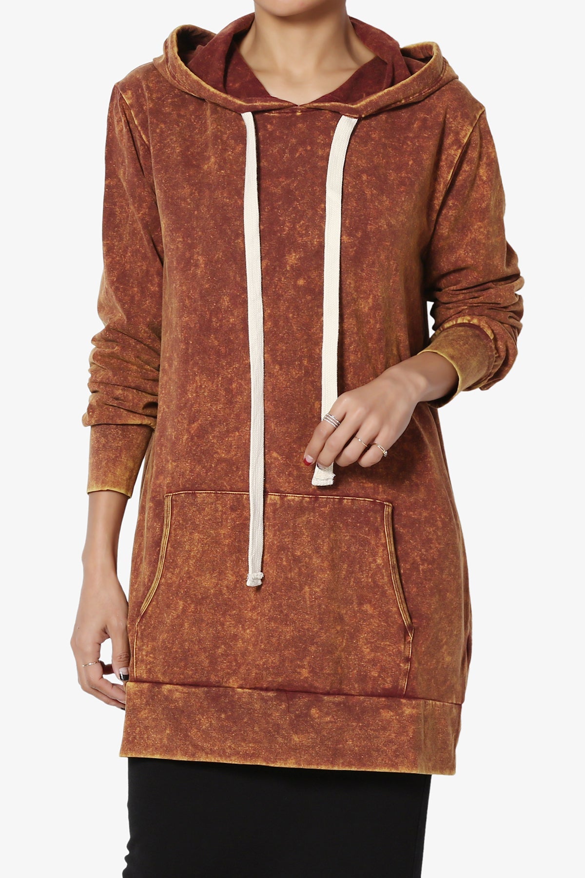 Acid Wash Drawstring Relaxed Pullover Hoodie Sweatshirts w/ Kangaroo Pocket