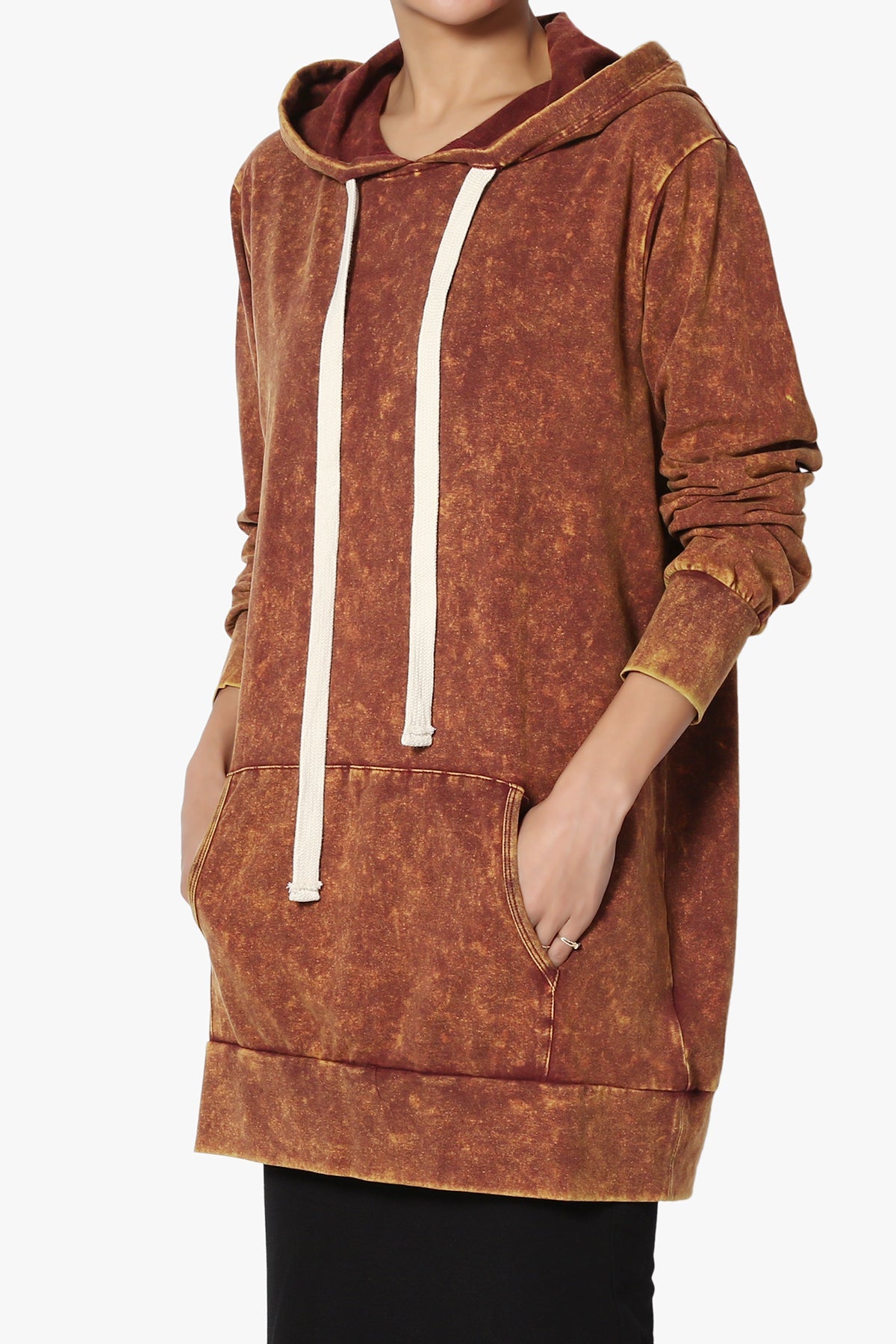 Acid Wash Drawstring Relaxed Pullover Hoodie Sweatshirts w/ Kangaroo Pocket
