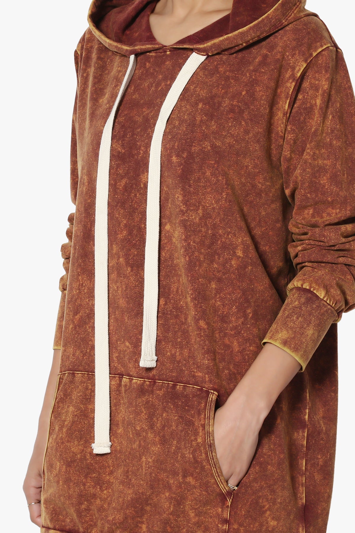 Acid Wash Drawstring Relaxed Pullover Hoodie Sweatshirts w/ Kangaroo Pocket