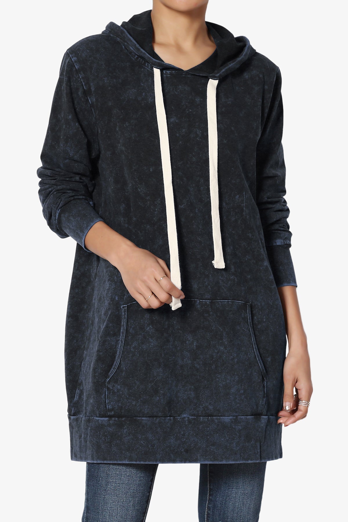 Acid Wash Drawstring Relaxed Pullover Hoodie Sweatshirts w/ Kangaroo Pocket