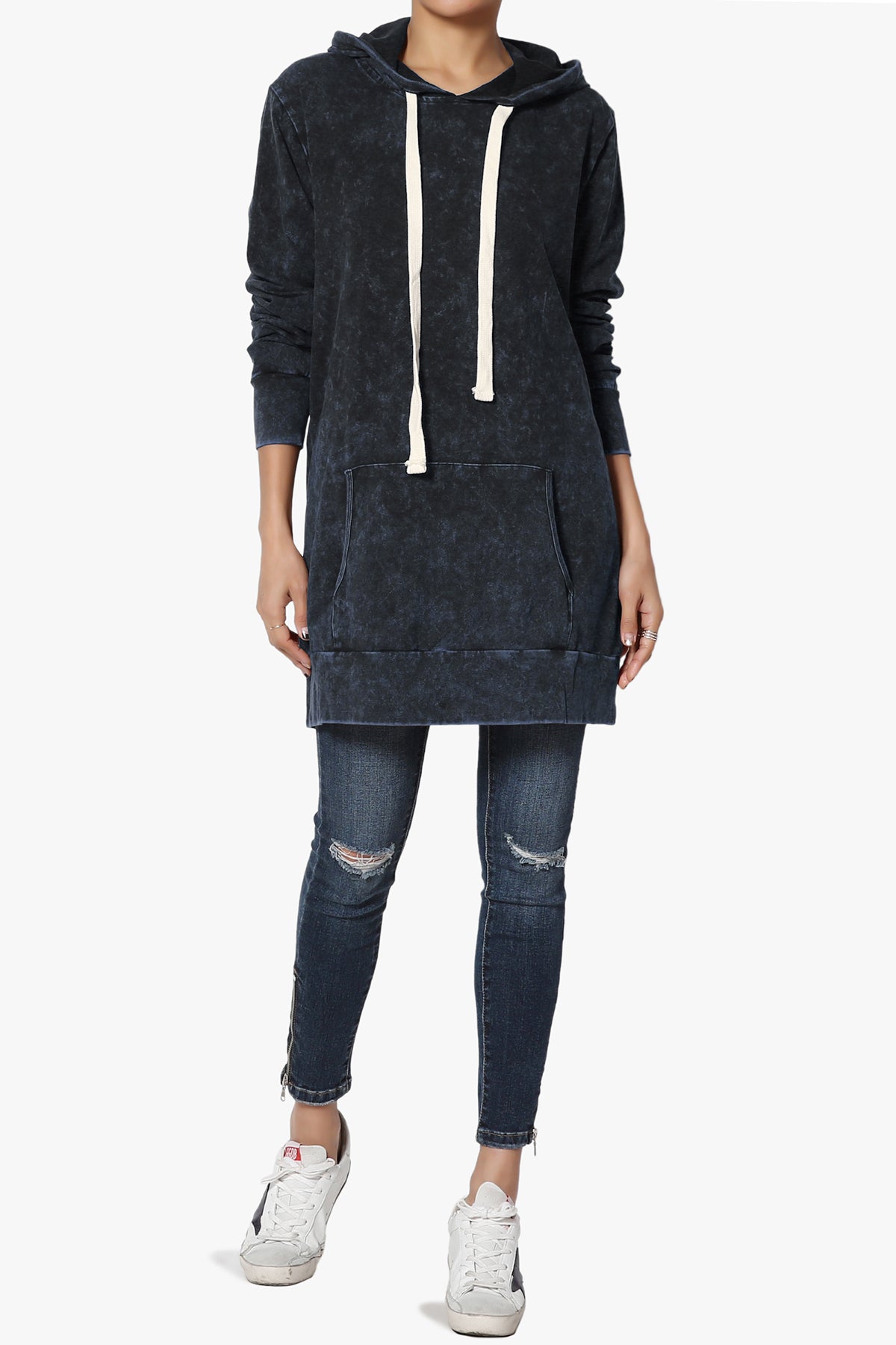 Acid Wash Drawstring Relaxed Pullover Hoodie Sweatshirts w/ Kangaroo Pocket
