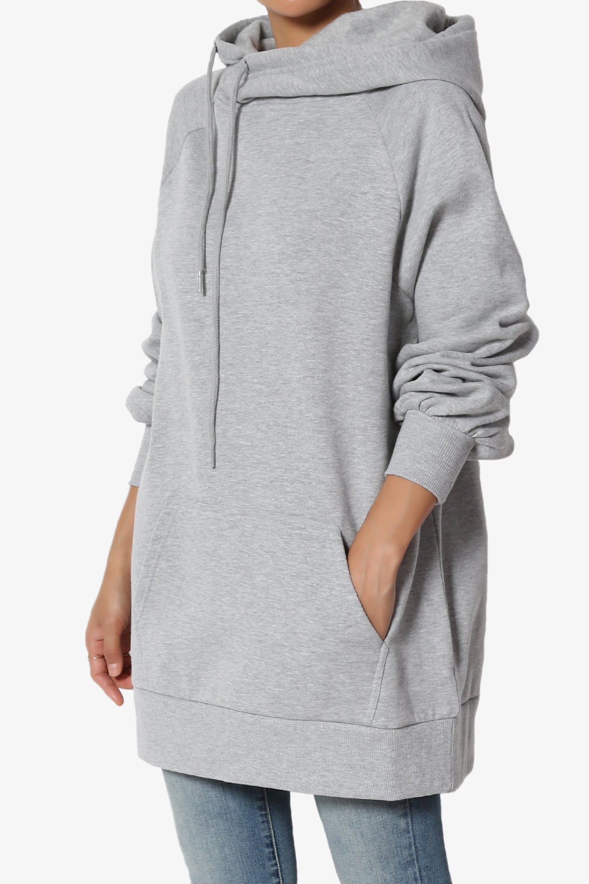 Side Tie Tunic Hoodie w/ Kangaroo Pocket