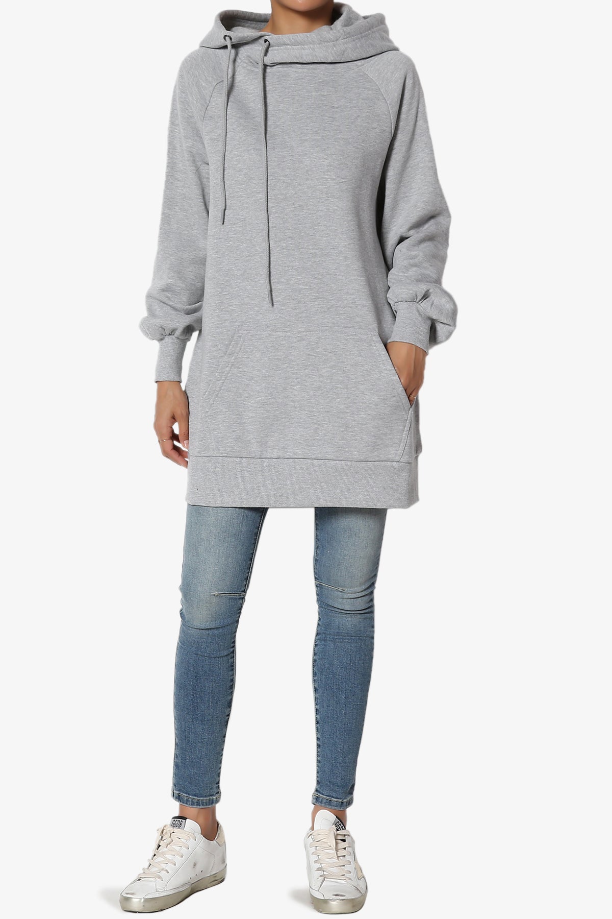 Side Tie Tunic Hoodie w/ Kangaroo Pocket