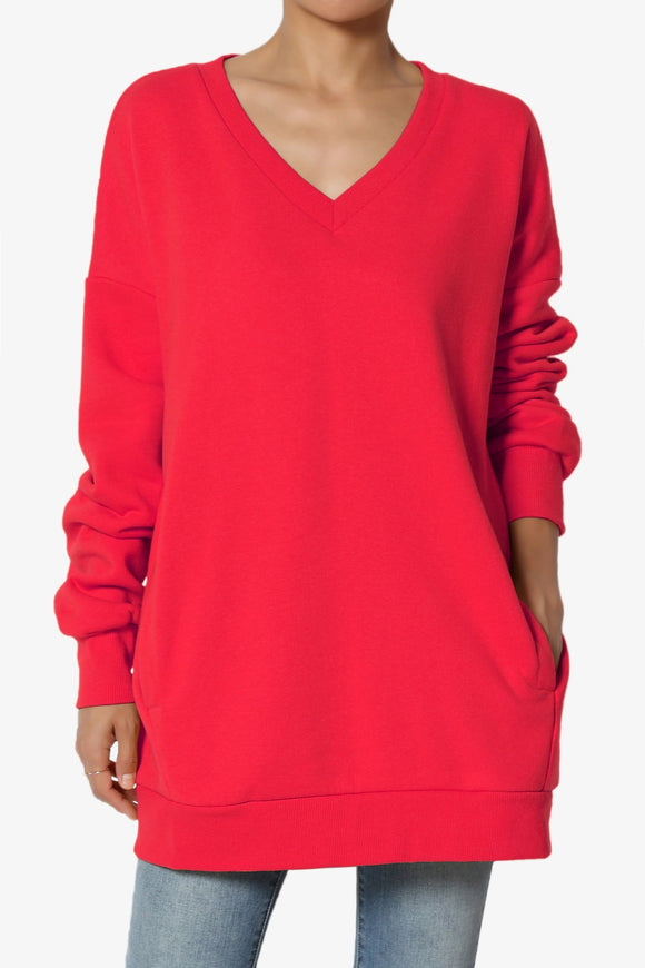 Mega Soft Oversized Sweatshirt with Pockets - Ruby Red