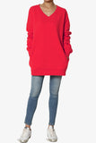Mega Soft Oversized Sweatshirt with Pockets - Ruby Red