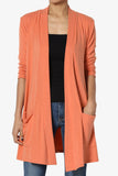 Women's Long Sleeve Open Front Cardigan with Pockets Casual Layering Jersey Knit Duster