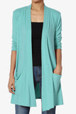 Women's Long Sleeve Open Front Cardigan with Pockets Casual Layering Jersey Knit Duster