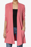Women's Long Sleeve Open Front Cardigan with Pockets Casual Layering Jersey Knit Duster