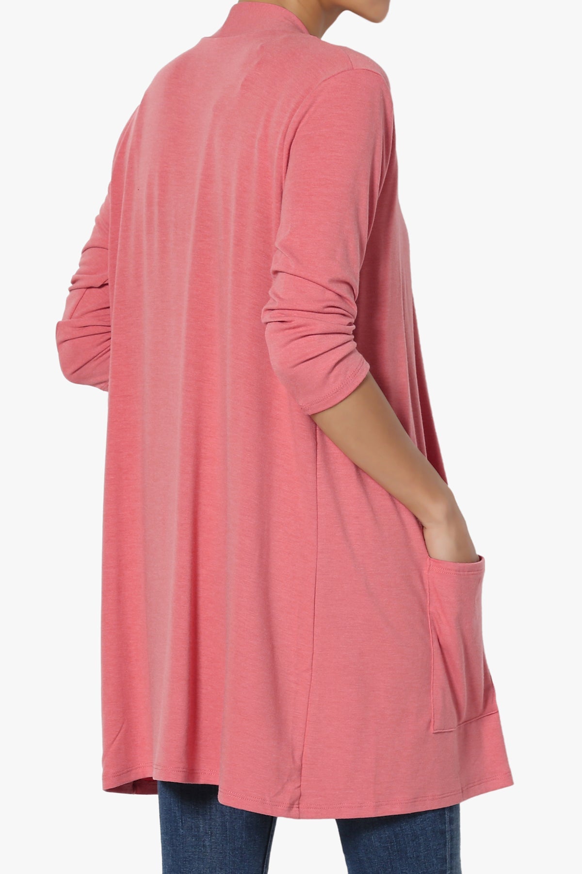 Women's Long Sleeve Open Front Cardigan with Pockets Casual Layering Jersey Knit Duster