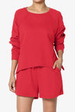 Oversized Cotton Terry Lounge Set – Long Sleeve Top & Drawstring Shorts - Plus