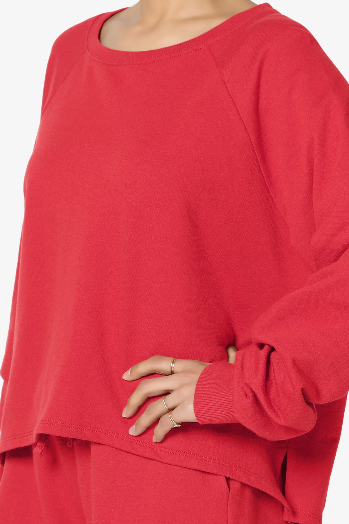 Oversized Cotton Terry Lounge Set – Long Sleeve Top & Drawstring Shorts - Plus
