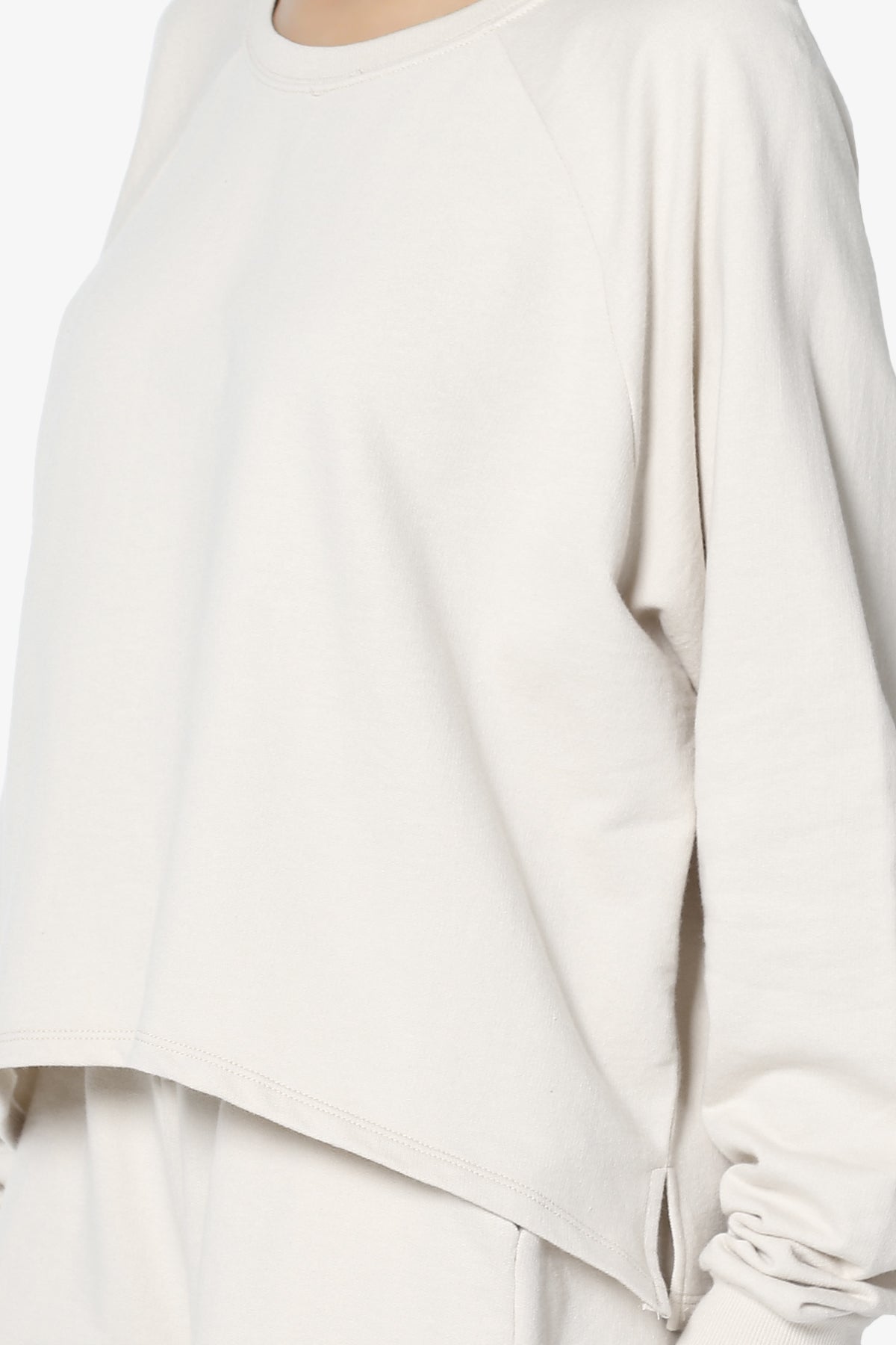 Oversized Cotton Terry Lounge Set – Long Sleeve Top & Drawstring Shorts - Plus