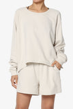 Oversized Cotton Terry Lounge Set – Long Sleeve Top & Drawstring Shorts - Plus