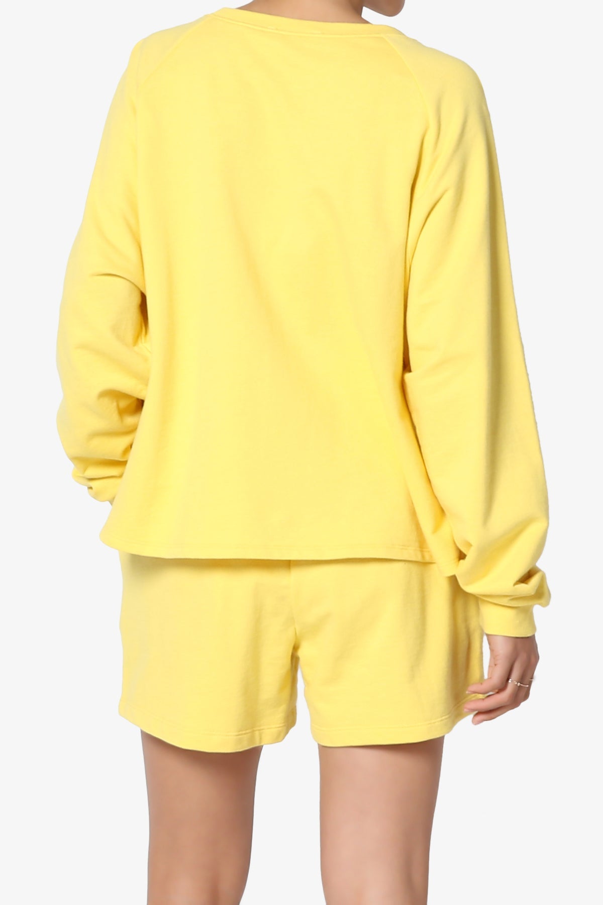 Oversized Cotton Terry Lounge Set – Long Sleeve Top & Drawstring Shorts