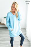 Oversized Loose Fit V-Neck Tunic Sweatshirt