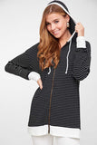 Front Zipper Light Knit Hoodie