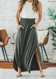 Side Slit Maxi Skirt with Pockets