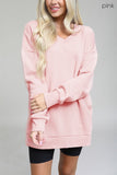 Oversized Loose Fit V-Neck Tunic Sweatshirt