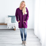 Oversized Loose Fit V-Neck Tunic Sweatshirt