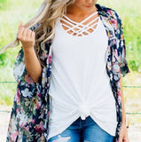 Lattice Front Cage Short Sleeve Top